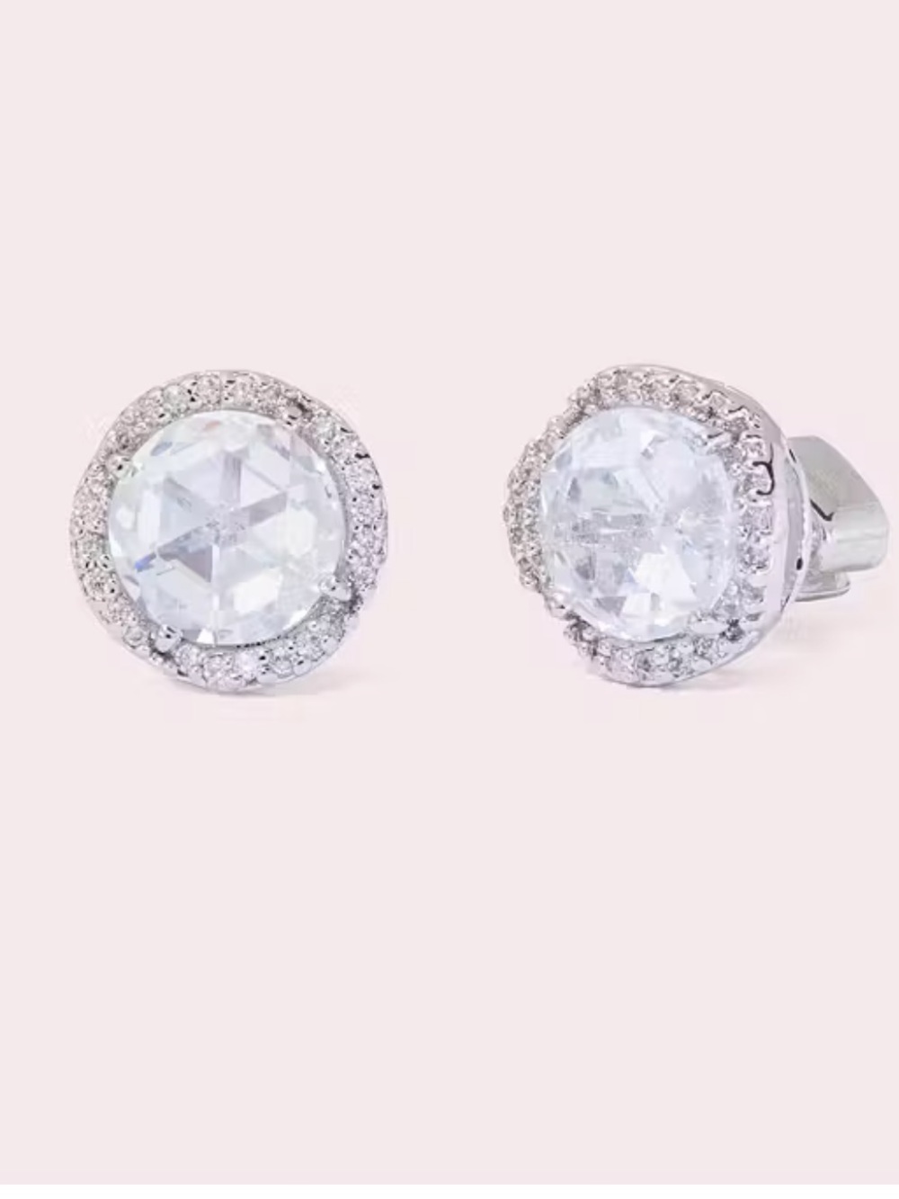 Kate Spade That Sparkle Large Pavé Crystal Halo Stud Earrings Silver Tone